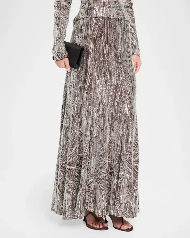 Rabanne Embellished Satin A-Line Maxi Skirt | Thumbnail 4