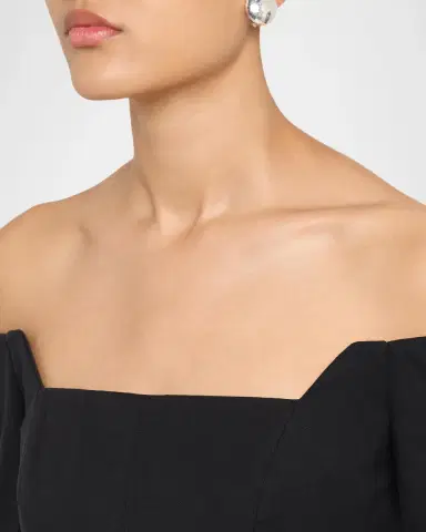Lela Rose Off-The-Shoulder Stretch Cotton Long-Sleeve Top | Thumbnail 5 Lela Rose Off-The-Shoulder Stretch Cotton Long-Sleeve Top | Thumbnail 5