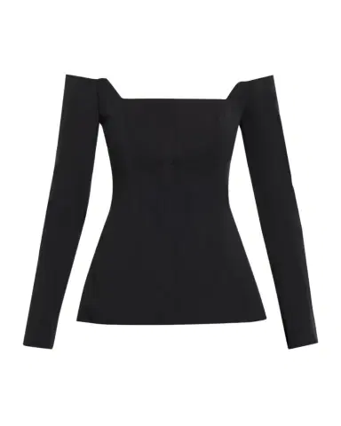 Lela Rose Off-The-Shoulder Stretch Cotton Long-Sleeve Top | Thumbnail 1 Lela Rose Off-The-Shoulder Stretch Cotton Long-Sleeve Top | Thumbnail 1
