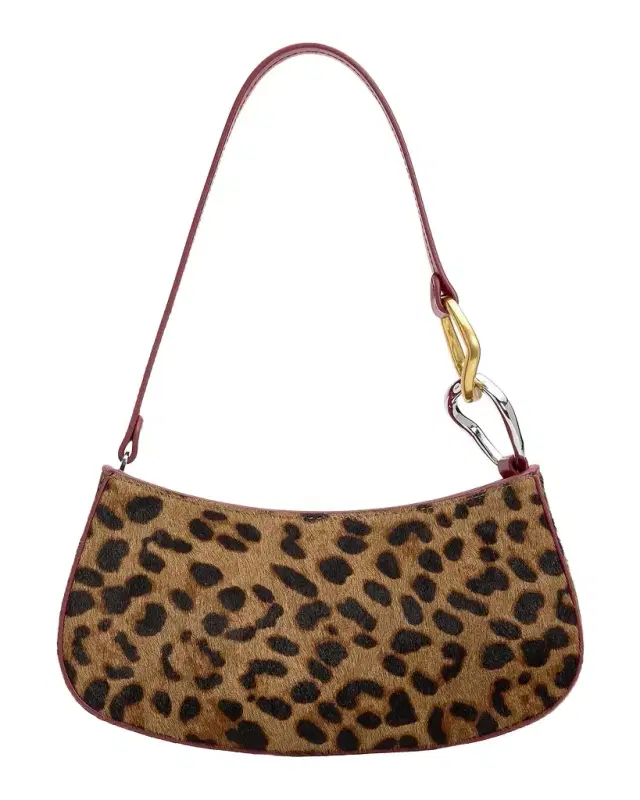 Ollie Cheetah-Print Calf Hair Shoulder Bag