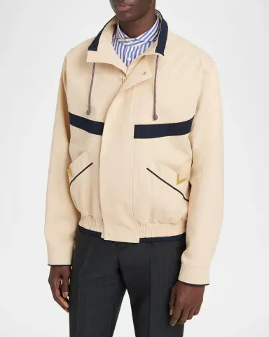 Valentino Garavani Men's Giubbino VGold Twill Blouson | Thumbnail 4 Valentino Garavani Men's Giubbino VGold Twill Blouson | Thumbnail 4