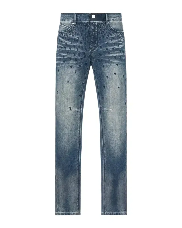 RTA Men's Bryant Embroidered-Cross Skinny Jeans