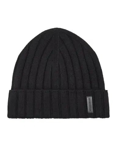 Emporio Armani Men's Wool and Cashmere Wide-Rib Beanie Hat | Thumbnail 2 Emporio Armani Men's Wool and Cashmere Wide-Rib Beanie Hat | Thumbnail 2