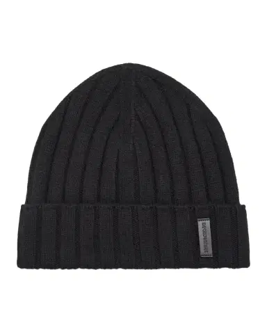 Emporio Armani Men's Wool and Cashmere Wide-Rib Beanie Hat | Thumbnail 1 Emporio Armani Men's Wool and Cashmere Wide-Rib Beanie Hat | Thumbnail 1