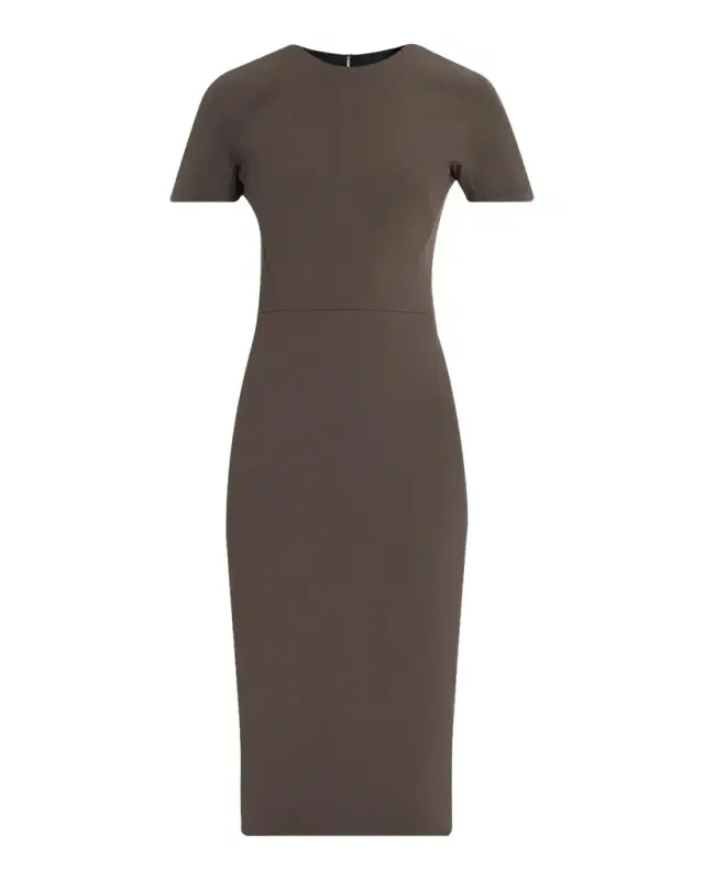 Victoria Beckham Claude Short-Sleeve Wool-Blend Midi Dress