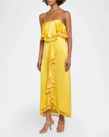 Cinq à Sept Luma Silk Tassel Maxi Dress | Thumbnail 4 Cinq à Sept Luma Silk Tassel Maxi Dress | Thumbnail 4