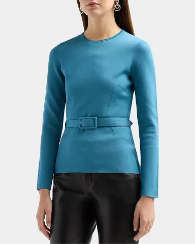 Tom Ford Olivinegr Long-Sleeve Belted Top | Thumbnail 4