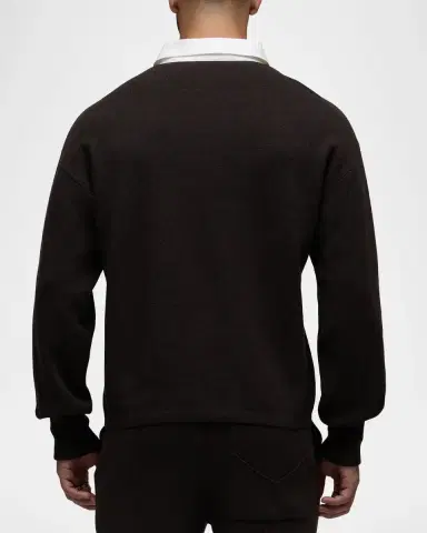 Hudson Men's Contrast Cotton-Cashmere Long-Sleeve Polo Shirt | Thumbnail 3