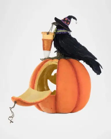Katherine 's Collection Crow with Pumpkin Tabletop Decor | Thumbnail 3