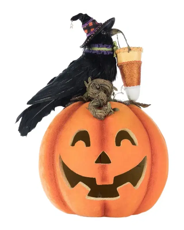 Katherine 's Collection Crow with Pumpkin Tabletop Decor