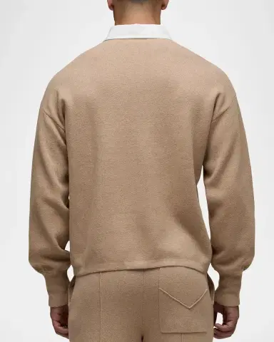 Hudson Men's Contrast-Collar Long-Sleeve Polo Sweater | Thumbnail 3 Hudson Men's Contrast-Collar Long-Sleeve Polo Sweater | Thumbnail 3