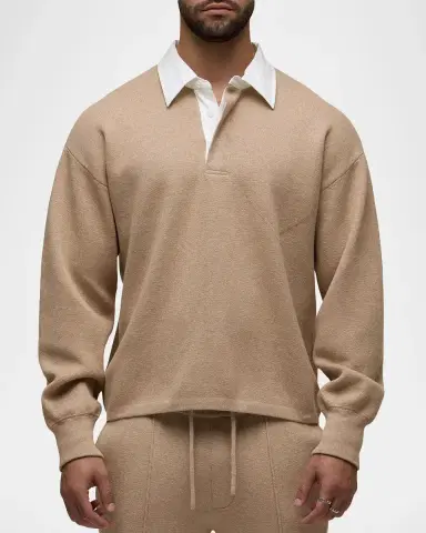 Hudson Men's Contrast-Collar Long-Sleeve Polo Sweater | Thumbnail 4 Hudson Men's Contrast-Collar Long-Sleeve Polo Sweater | Thumbnail 4