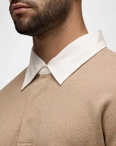 Hudson Men's Contrast-Collar Long-Sleeve Polo Sweater | Thumbnail 5 Hudson Men's Contrast-Collar Long-Sleeve Polo Sweater | Thumbnail 5