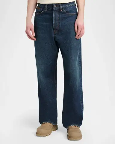 Moncler Men's Vintage Wash Denim Relaxed-Fit Jeans | Thumbnail 4