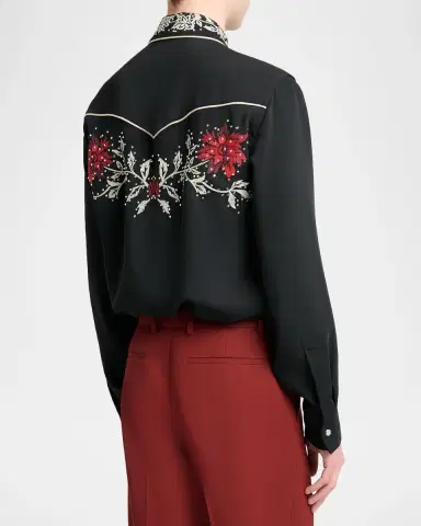 AMIRI Men's Flow Crystal-Embellished Floral Dress Shirt | Thumbnail 3 AMIRI Men's Flow Crystal-Embellished Floral Dress Shirt | Thumbnail 3