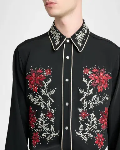 AMIRI Men's Flow Crystal-Embellished Floral Dress Shirt | Thumbnail 5 AMIRI Men's Flow Crystal-Embellished Floral Dress Shirt | Thumbnail 5