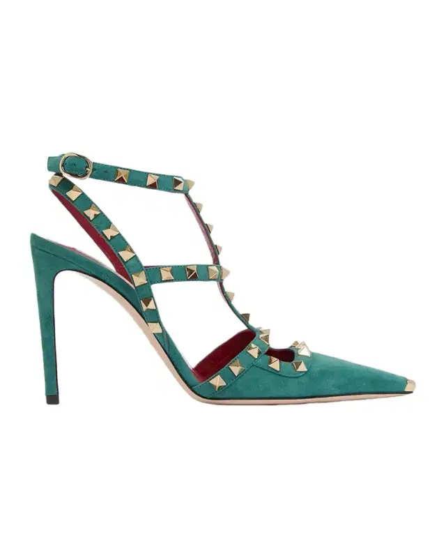 Rockstud 100mm Studded Suede Strappy Pumps Rockstud 100mm Studded Suede Strappy Pumps