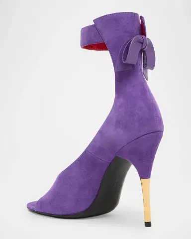 Valentino Garavani Suede Bow-Back Stiletto Sandal | Thumbnail 4 Valentino Garavani Suede Bow-Back Stiletto Sandal | Thumbnail 4