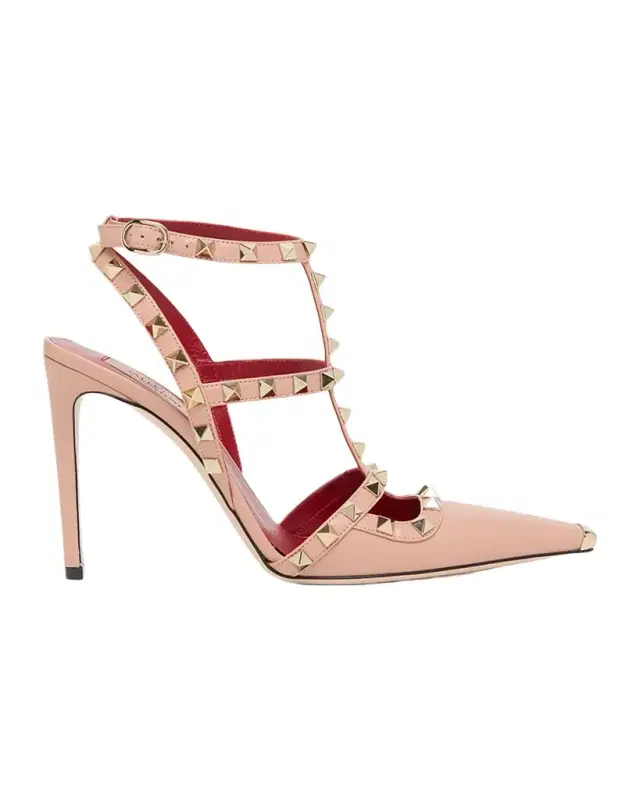 Valentino Garavani Rockstud 100mm Studded Leather Strappy Pumps