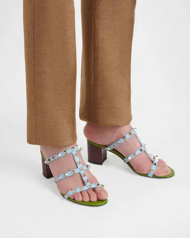 Valentino Garavani 60mm Rockstud Caged Slide Sandals | Thumbnail 2 Valentino Garavani 60mm Rockstud Caged Slide Sandals | Thumbnail 2