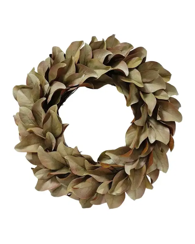 Winward Home Artificial Dry Magnolia Leaf Wreath