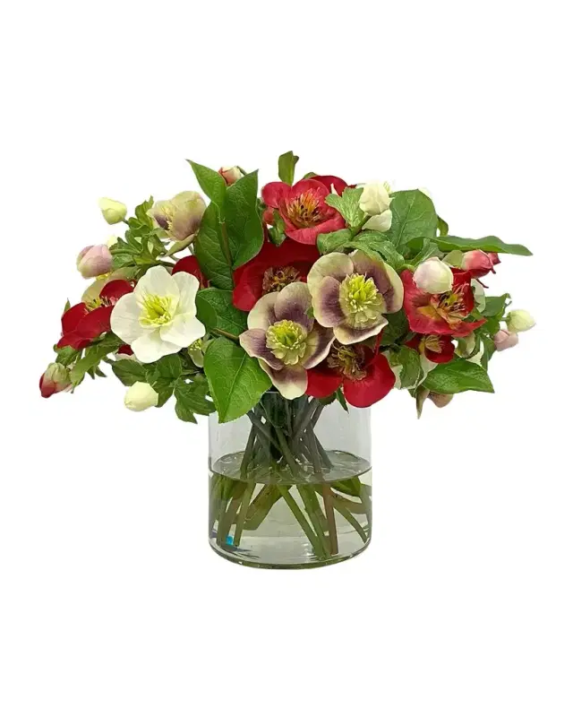 Winward Home Holiday Newness Faux Hellebores Arrangement