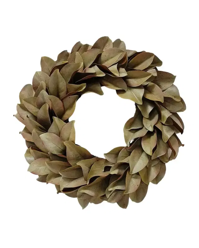 Winward Home Artificial Dry Magnolia Leaf Wreath