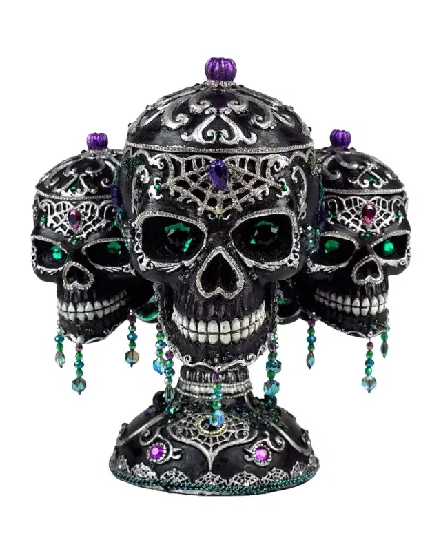 Katherine 's Collection Tri-Skull Candy Bowls Halloween Decor