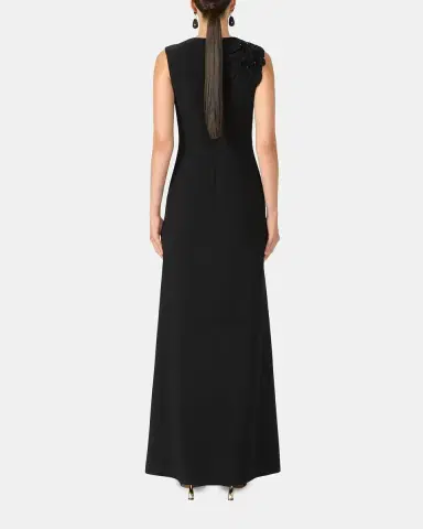 Costarellos Jevi Embellished V-Neck Crepe Sleeveless Column Gown | Thumbnail 3 Costarellos Jevi Embellished V-Neck Crepe Sleeveless Column Gown | Thumbnail 3