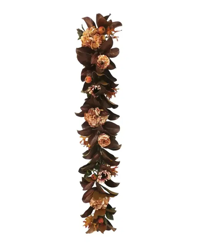 Winward Home Artificial Magnolia & Autumn Flower Garland