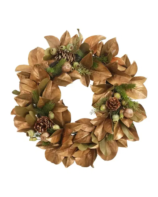 Winward Home Holiday Newness Faux-Magnolia Leaf Mix Wreath