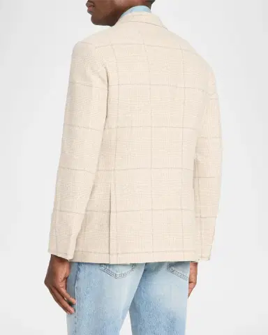 Brunello Cucinelli Men's Silk and Wool Plaid Suit Jacket | Thumbnail 3 Brunello Cucinelli Men's Silk and Wool Plaid Suit Jacket | Thumbnail 3