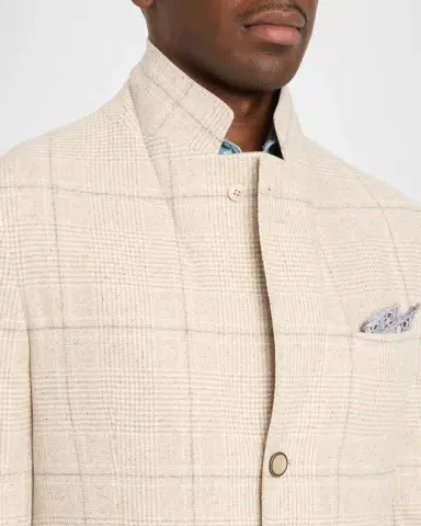 Brunello Cucinelli Men's Silk and Wool Plaid Suit Jacket | Thumbnail 7 Brunello Cucinelli Men's Silk and Wool Plaid Suit Jacket | Thumbnail 7