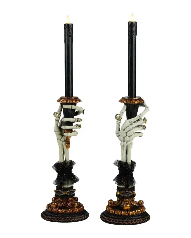 Katherine 's Collection Skeleton Hand Halloween Candle Holders, Set of 2