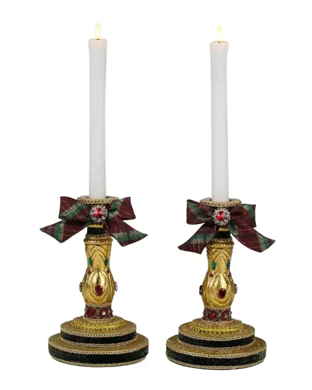 Katherine 's Collection Timeless Tidings Candlesticks, Set Of 2