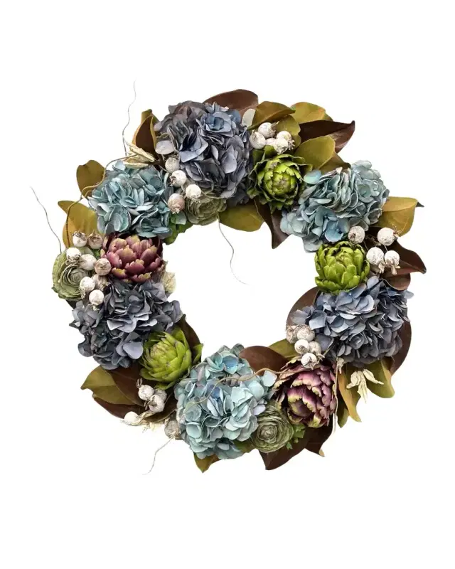 Winward Home Artificial Artichoke Hydrangea Wreath