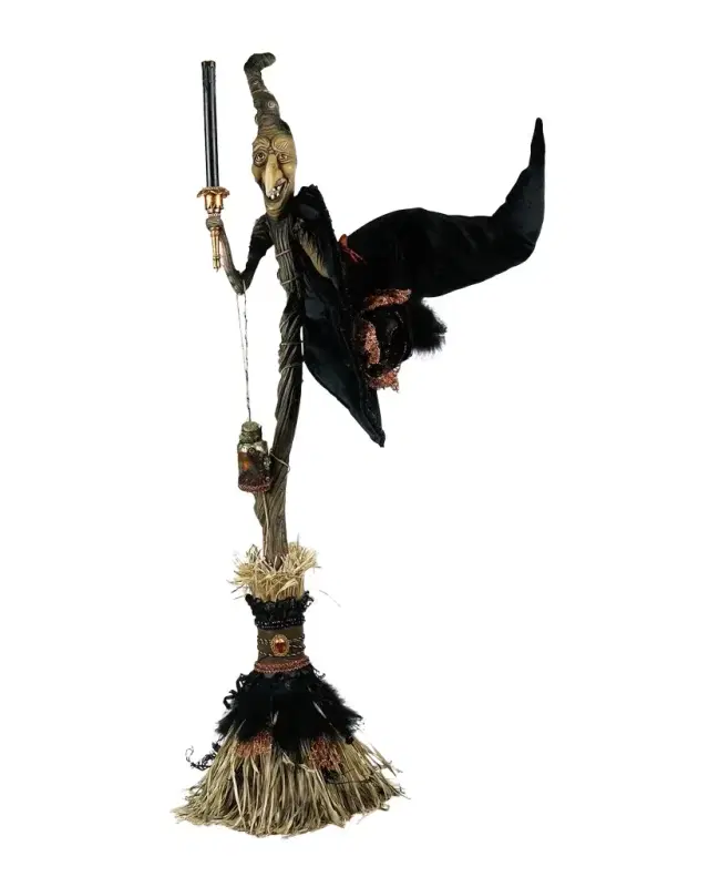 Katherine 's Collection Bramble Broom with Witch Hat Halloween Decor