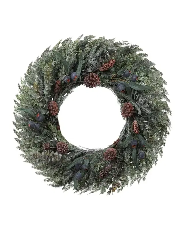 Winward Home Holiday Newness Faux-Mixed Eucalyptus Cedar Pine Wreath