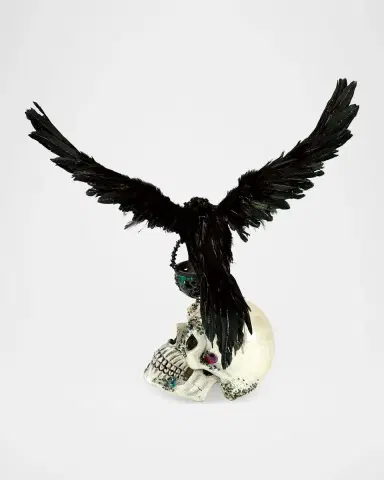 Katherine 's Collection Enchanted Emerald Widow Watchful Crow With Tea Light Lantern | Thumbnail 4