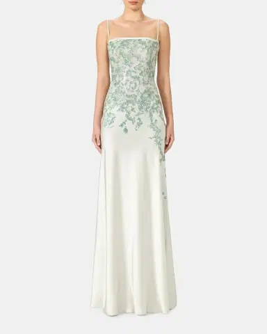 Costarellos Jennan Sleeveless Sequined Lace Satin Trumpet Gown | Thumbnail 2