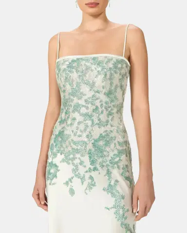 Costarellos Jennan Sleeveless Sequined Lace Satin Trumpet Gown | Thumbnail 4