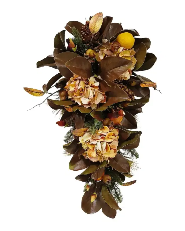 Winward Home Holiday Newness Artificial Hydrangea & Magnolia Floral Arrangement