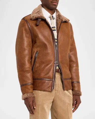 Brunello Cucinelli Men's B3 Pilot Shearling Aviator Jacket | Thumbnail 4 Brunello Cucinelli Men's B3 Pilot Shearling Aviator Jacket | Thumbnail 4