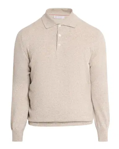 Brunello Cucinelli Men's Cashmere Long-Sleeve Polo Shirt | Thumbnail 1 Brunello Cucinelli Men's Cashmere Long-Sleeve Polo Shirt | Thumbnail 1