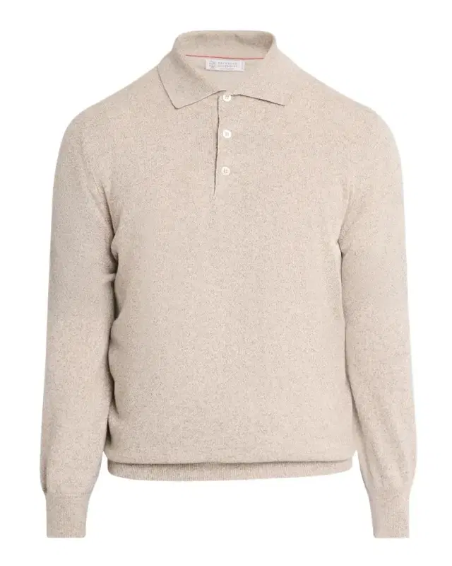 Brunello Cucinelli Men's Cashmere Long-Sleeve Polo Shirt