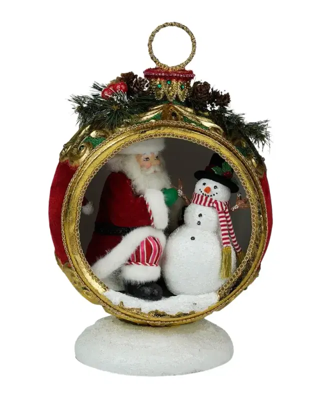 Katherine 's Collection Merry & Magnificent Christmas Santa With Snowman In Ornament