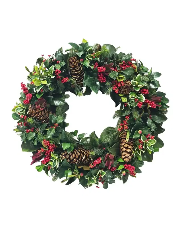 Winward Home Artificial Ilex & Pine Cone Wreath