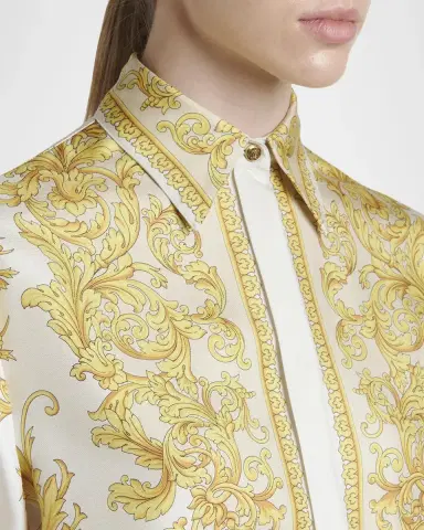 Versace New Baroque Silk Twill Belted Midi Shirtdress | Thumbnail 5 Versace New Baroque Silk Twill Belted Midi Shirtdress | Thumbnail 5