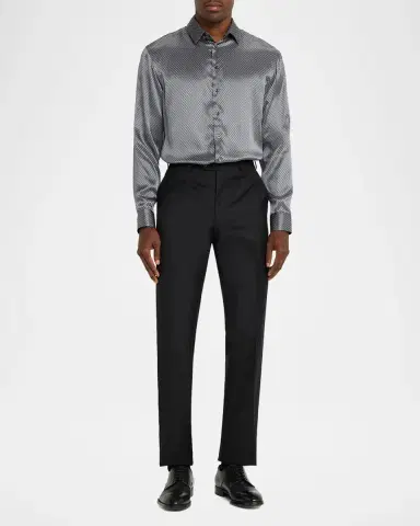 Giorgio Armani Men's Silk Chevron Button-Front Shirt | Thumbnail 2 Giorgio Armani Men's Silk Chevron Button-Front Shirt | Thumbnail 2