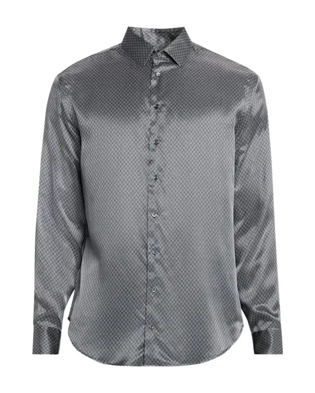 Giorgio Armani Men's Silk Chevron Button-Front Shirt